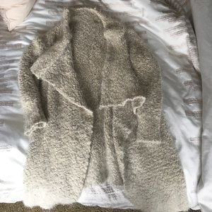 Fuzzy light brown fuzzy open cardigan
